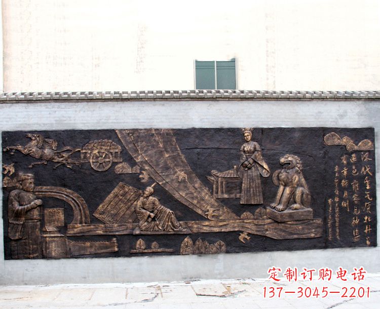 泰州“汉代重气质,牡丹留正色”中国传统文化浮雕壁画,玻璃钢仿铜园林墙壁装饰壁画