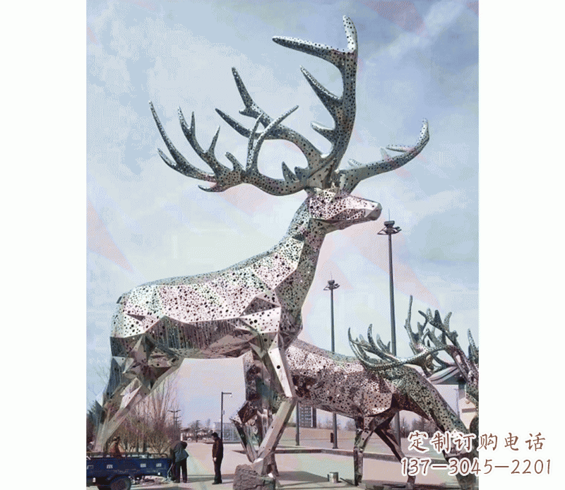 泰州精致不锈钢梅花鹿摆件