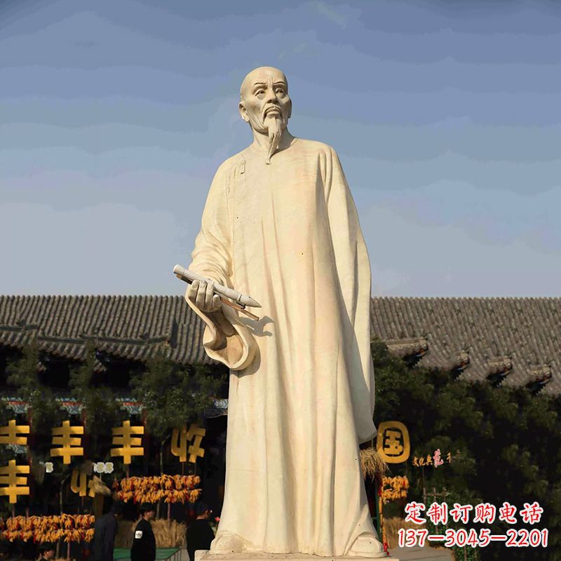 泰州清代画家郑板桥石雕塑——中国历史名人汉白玉雕像