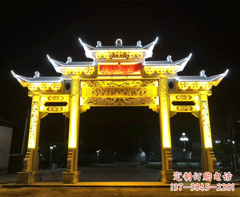 泰州石雕古代牌坊云头柱