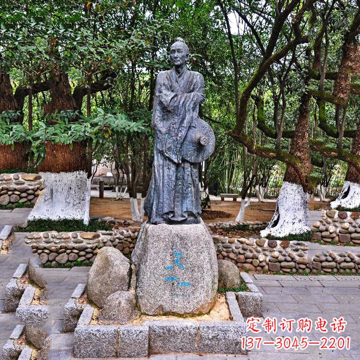 泰州八大山人铜雕塑像-中国古代历史名人著名画家朱耷雕像