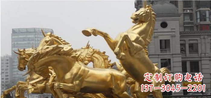 泰州八马奔腾铜雕马群