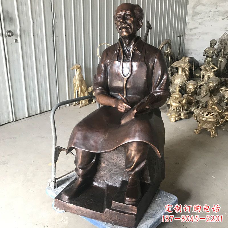 泰州白求恩坐姿纯铜雕塑赞颂英雄的象征