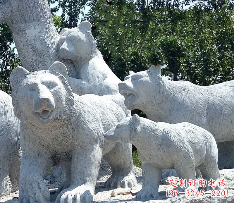 泰州北极熊石雕大理石动物雕塑