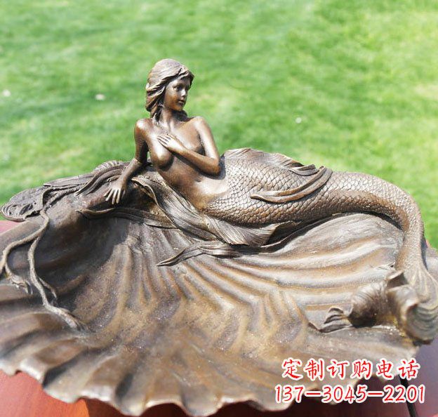 泰州贝壳上的美人鱼园林景观铜雕