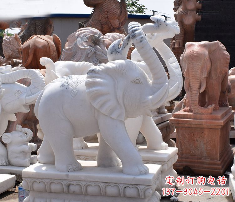 泰州“优雅大象”汉白玉雕塑