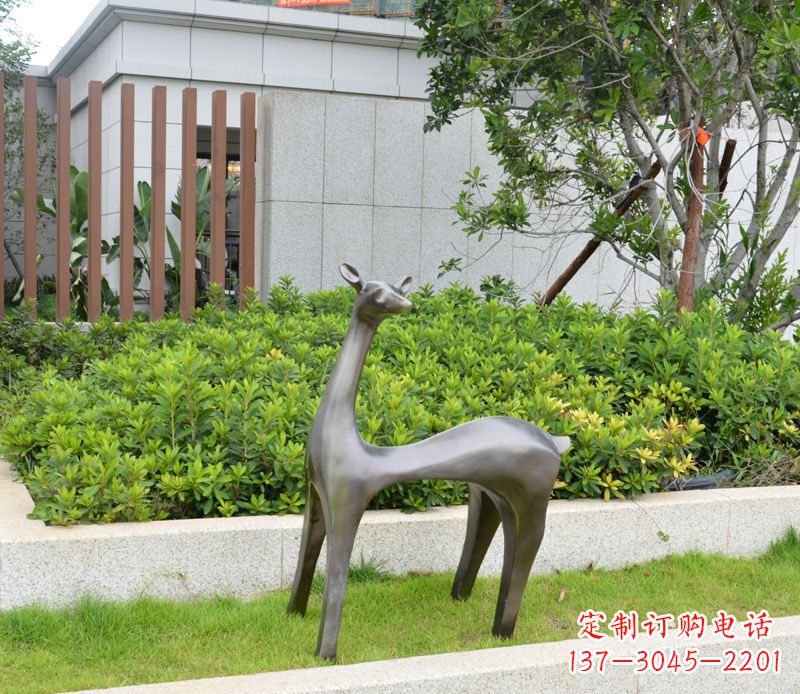 泰州别墅抽象小鹿铜雕