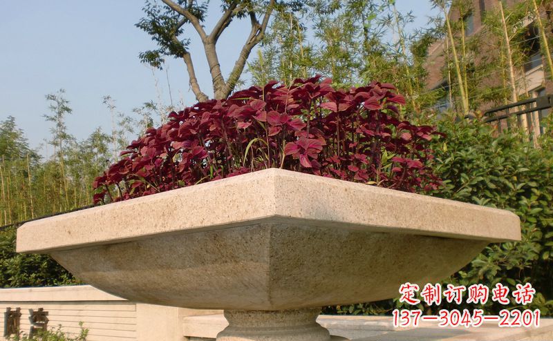 泰州别墅景观大理石花盆石雕_1