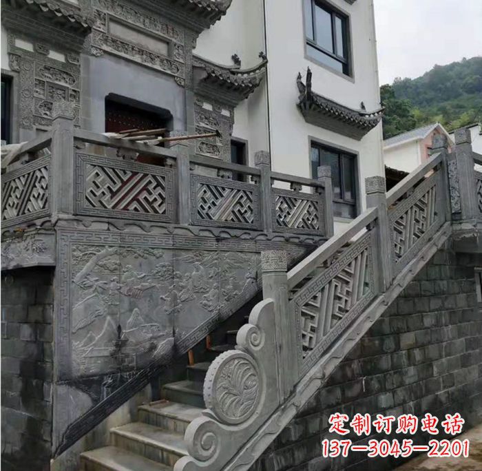 泰州别墅景观仿古石雕栏板_2