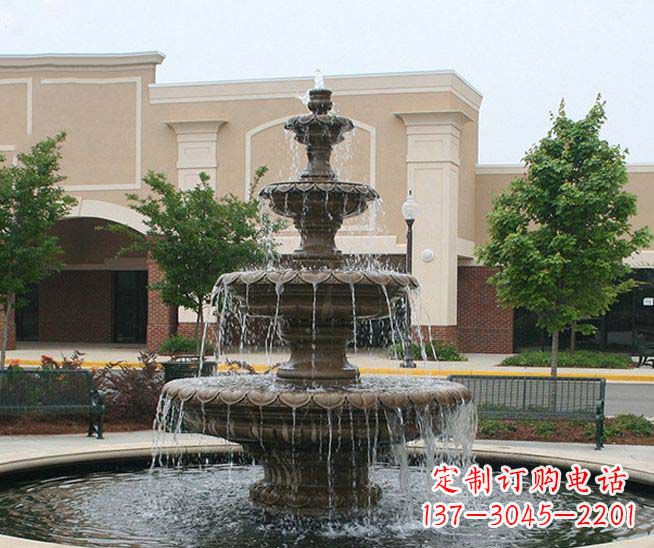 泰州别墅景观石雕多层喷泉雕塑 (3)