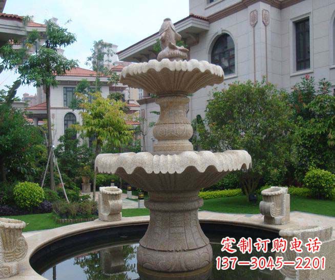 泰州别墅景观石雕多层喷泉雕塑