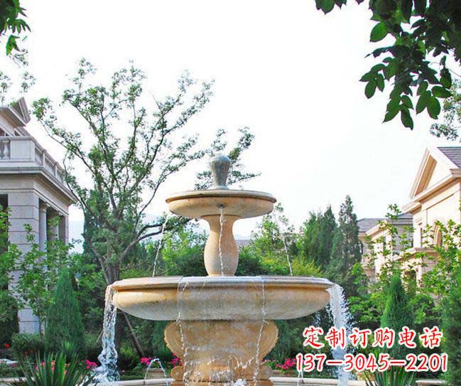 泰州别墅景观晚霞红喷泉石雕