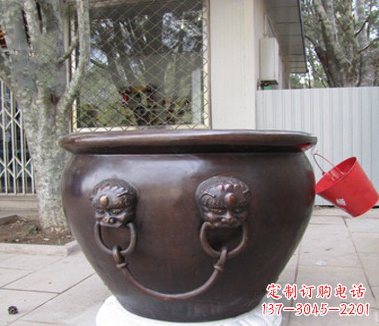 泰州招财进宝水缸铜雕塑摆件