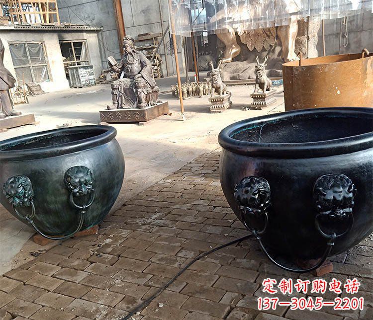 泰州别墅招财水缸铜雕塑摆件 (3)
