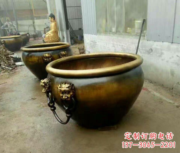 泰州别墅招财水缸铜雕塑摆件 (4)