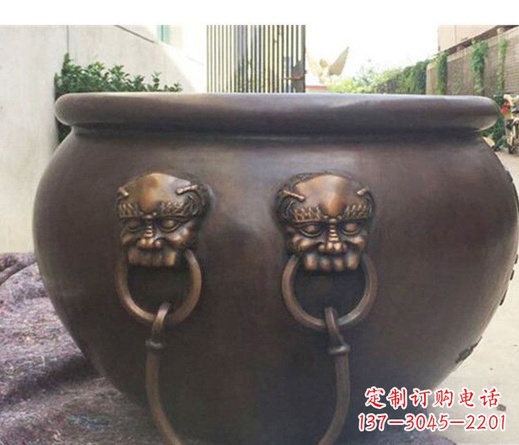泰州别墅招财水缸铜雕塑摆件