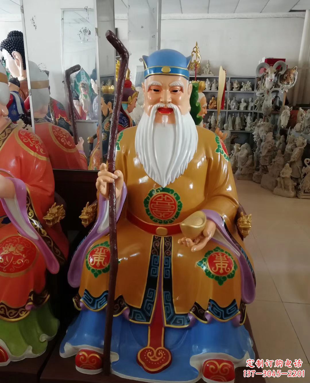 泰州玻璃钢彩绘土地公神像精美的艺术品