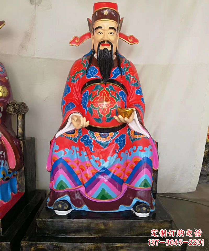 泰州玻璃钢彩绘文财神神像雕塑