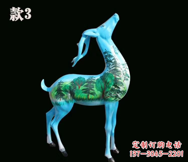 泰州玻璃钢彩绘艺术小鹿雕塑精美的艺术品