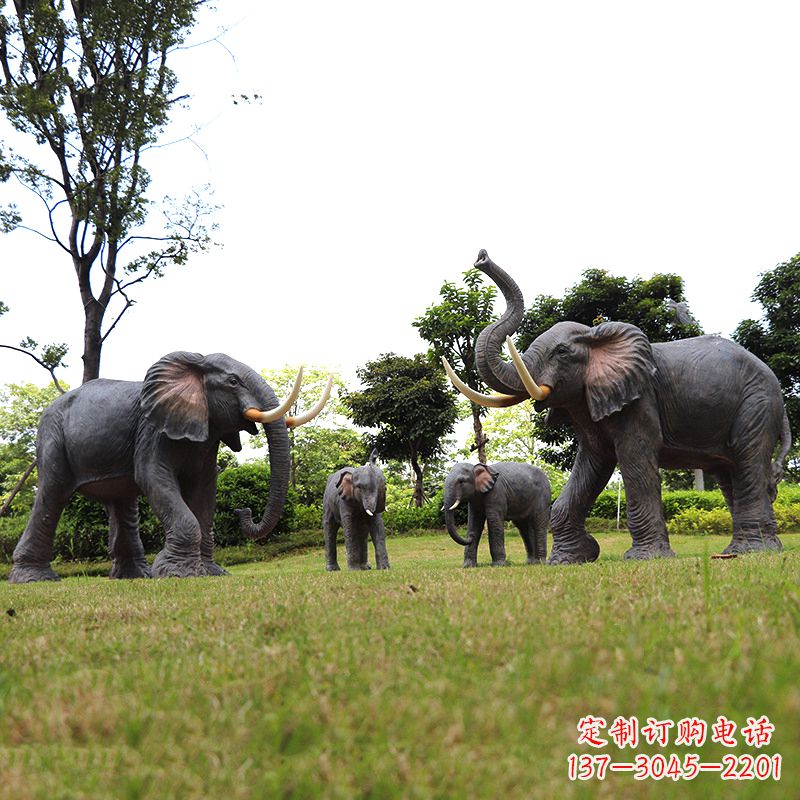 泰州玻璃钢大象雕塑传承古老文化,点缀园林景观