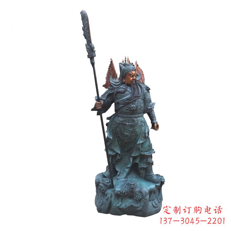 泰州玻璃钢仿铜彩绘关公像精美雕塑艺术品