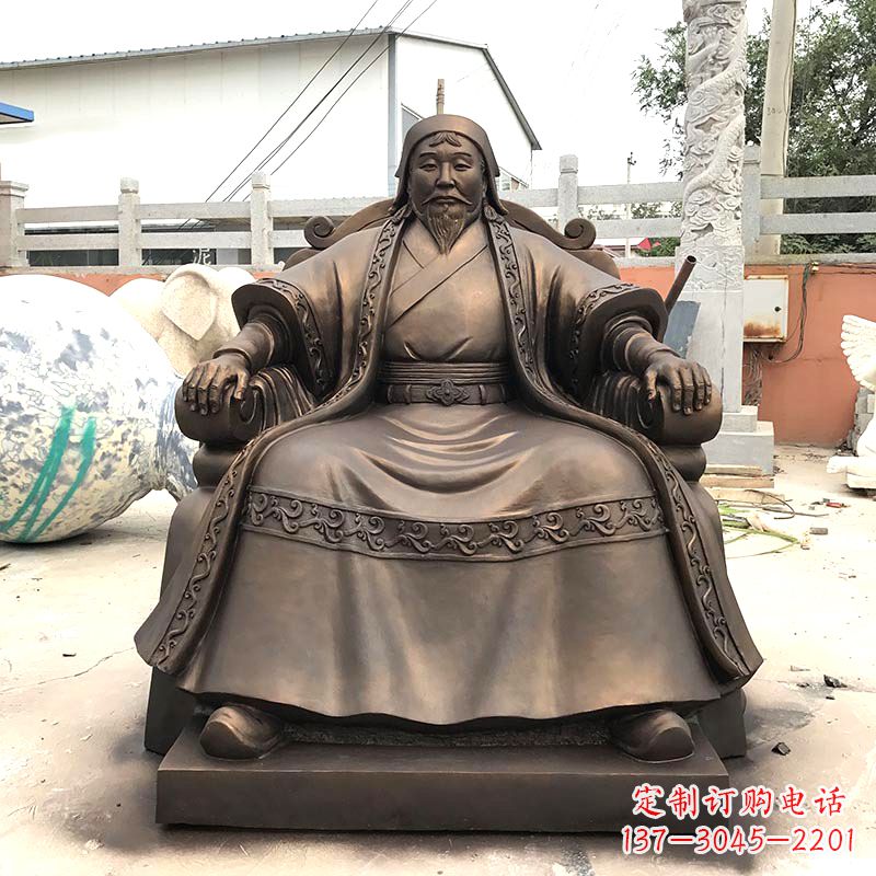 泰州成吉思汗玻璃钢仿铜雕塑