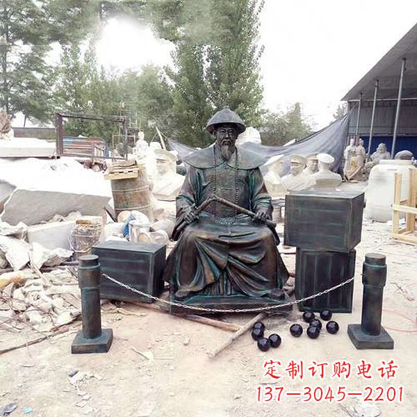 泰州林则徐雕塑以玻璃钢仿铜呈现