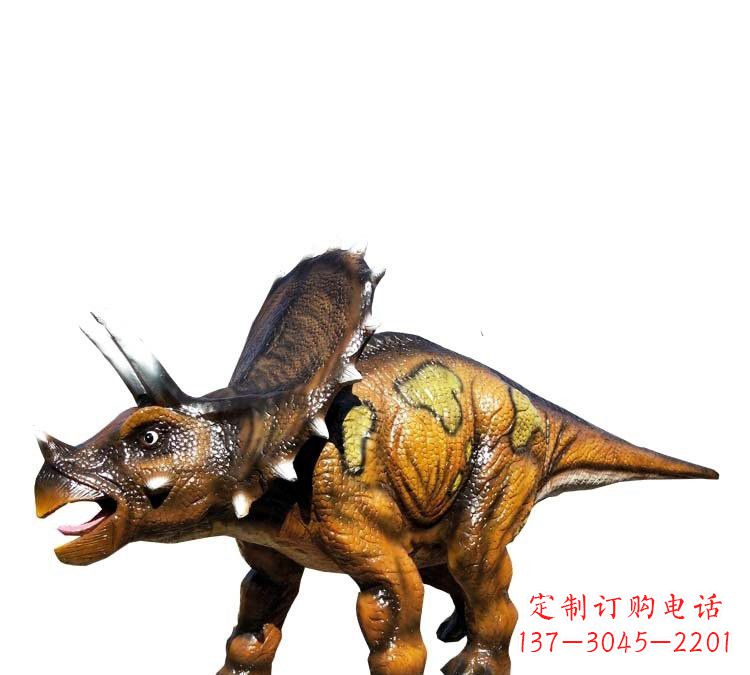 泰州玻璃钢仿真恐龙三角龙雕塑——古老动物的最佳再现