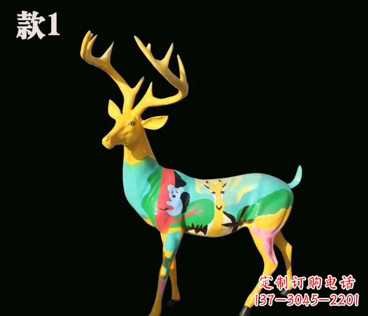 泰州玻璃钢仿真梅花鹿雕塑