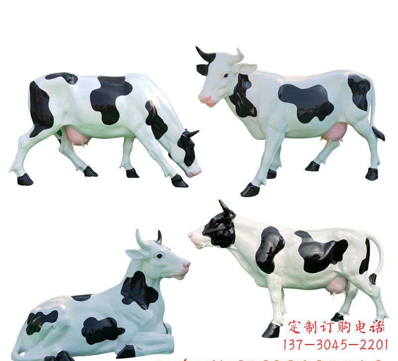 泰州玻璃钢仿真奶牛雕塑精美的艺术品