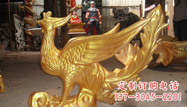泰州玻璃钢凤凰仿铜动物雕塑传承传统文化