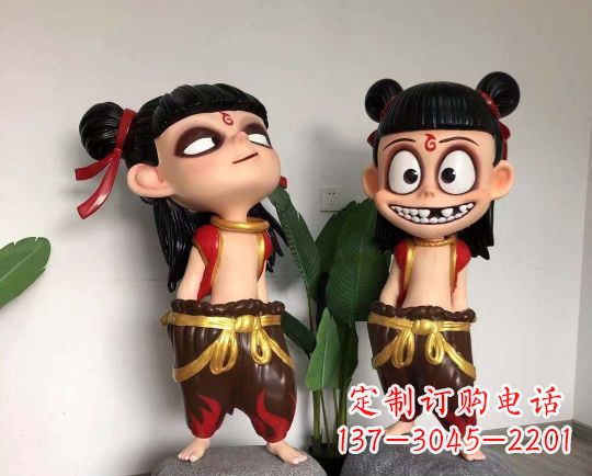 泰州玻璃钢卡通哪吒雕塑