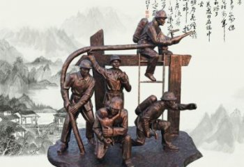 泰州玻璃钢仿铜消防员雕塑传承英雄豪情