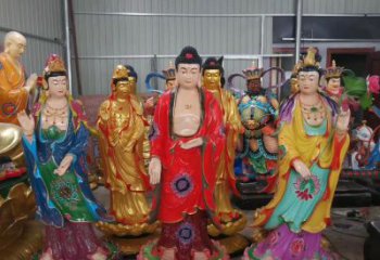 泰州玻璃钢佛像彩绘西方三圣雕塑