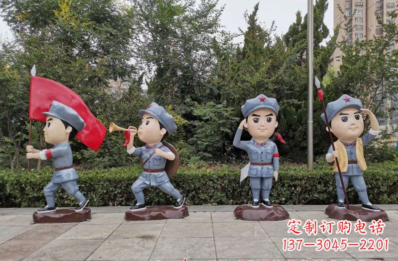 泰州玻璃钢卡通小红军雕塑