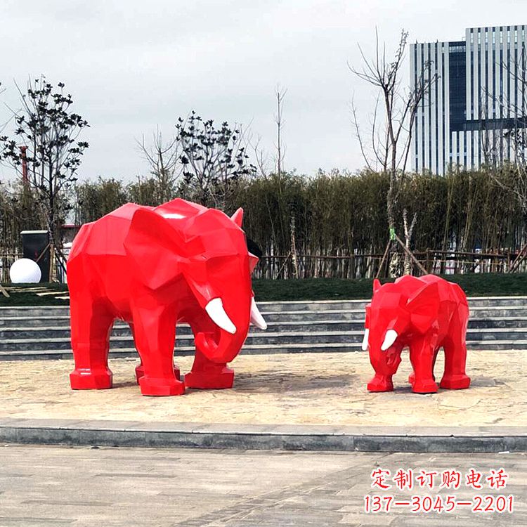 泰州玻璃钢喷水大象头雕塑-园林广场块面大象雕塑摆件