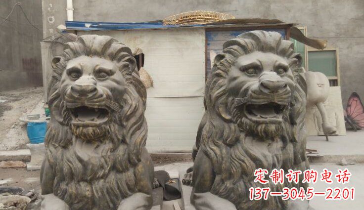 泰州玻璃钢西洋趴狮仿铜动物雕塑