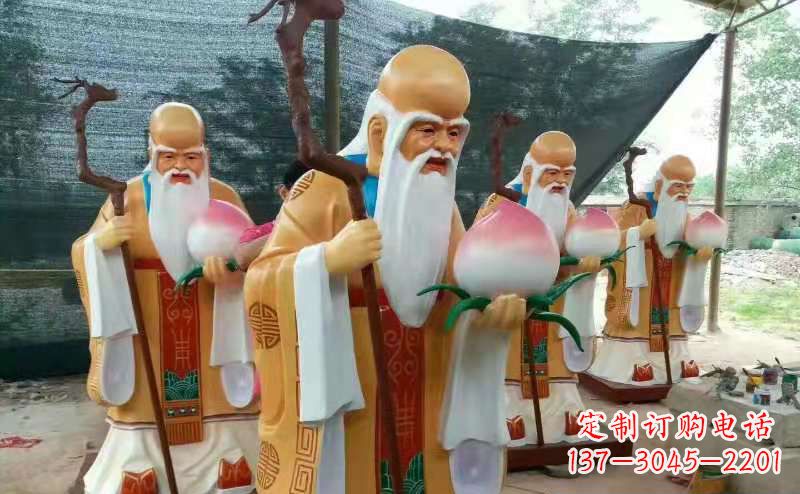 泰州玻璃钢宗教庙宇神像彩绘老寿星雕塑