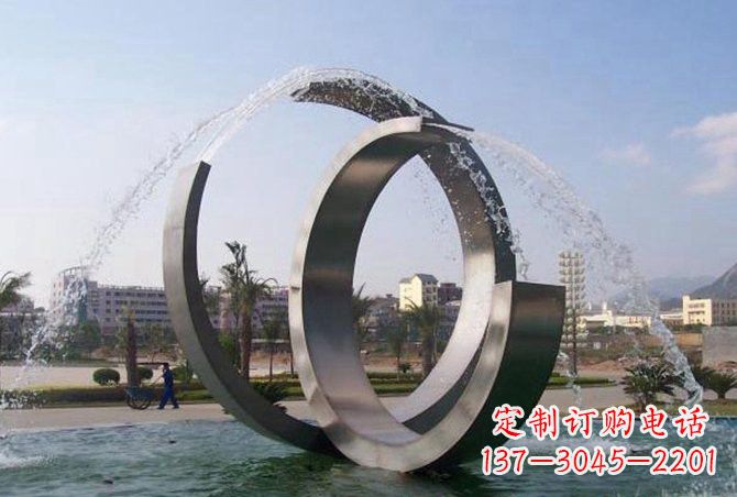 泰州不锈钢C形喷泉雕塑