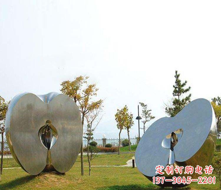 泰州不锈钢半块苹果雕塑 (2)