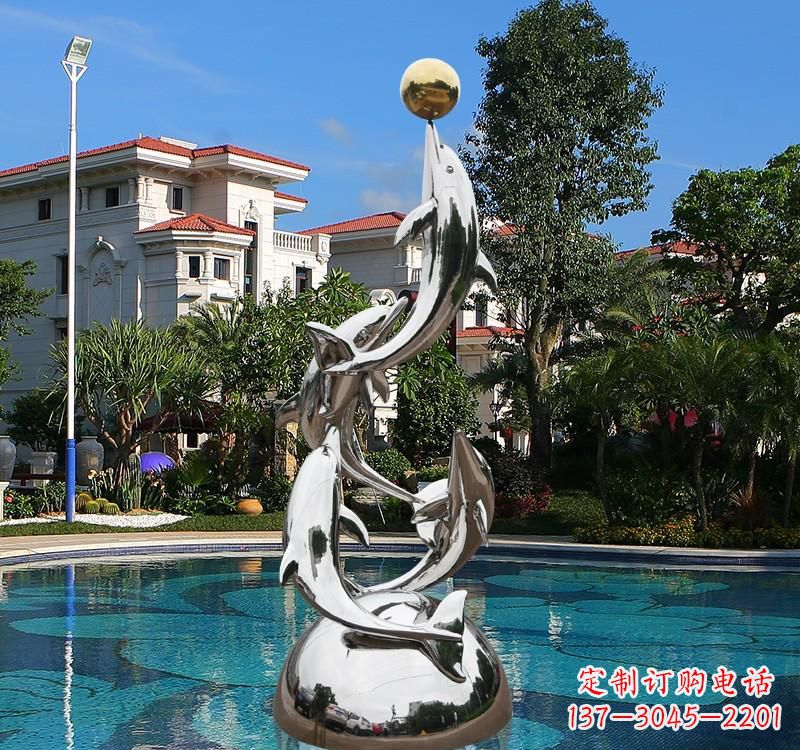 泰州不锈钢海豚雕塑精美绝伦