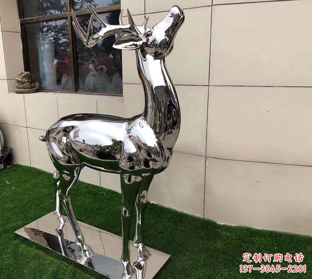 泰州不锈钢别墅镜面小鹿雕塑