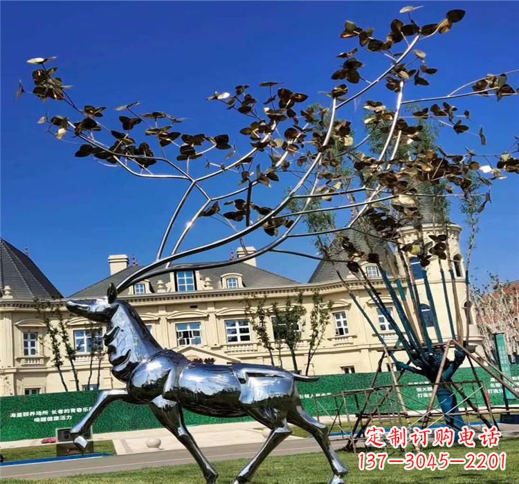 泰州不锈钢别墅梅花鹿雕塑