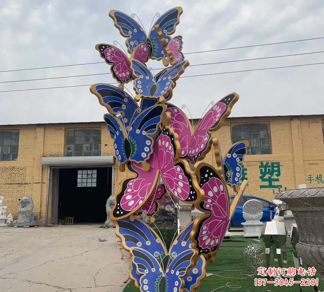 泰州不锈钢彩绘蝴蝶雕塑精美绝伦