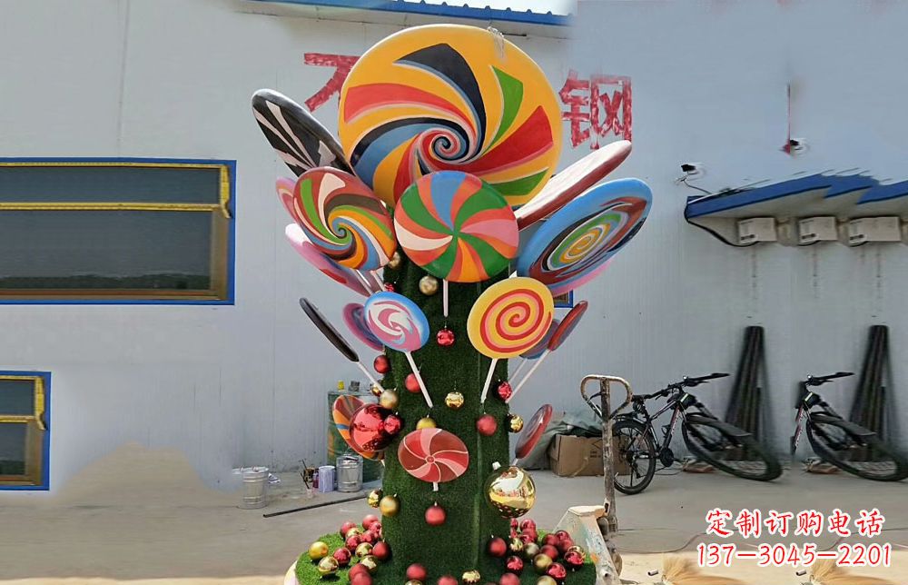 泰州不锈钢彩色棒棒糖雕塑艺术与景观的完美结合