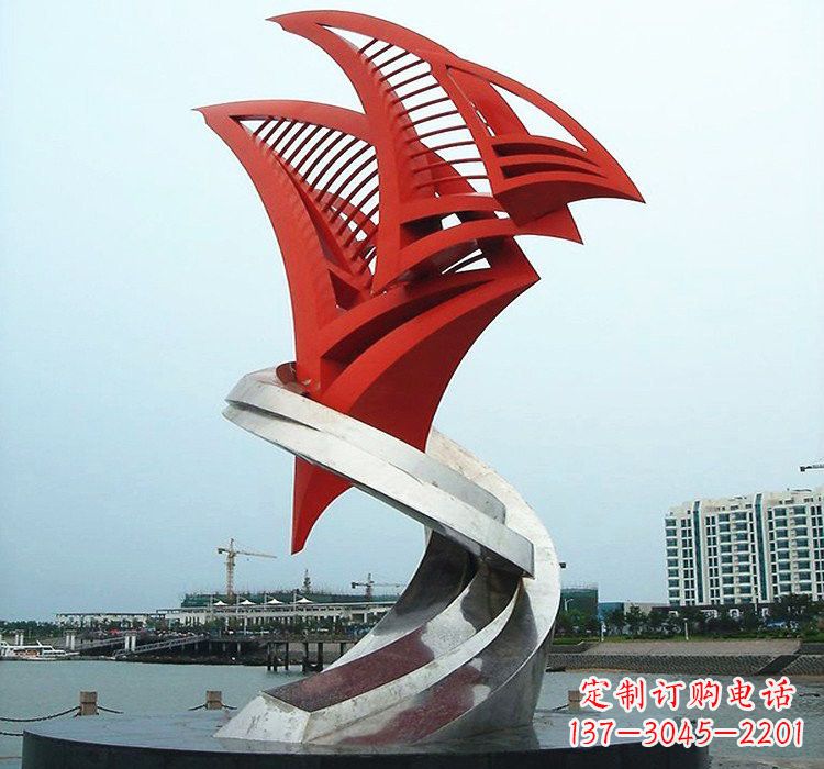 泰州不锈钢彩色帆船雕塑