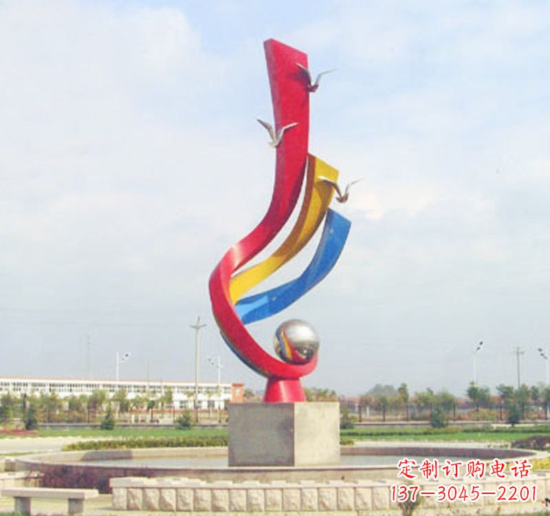 泰州不锈钢彩色海鸥海浪雕塑——美丽传承