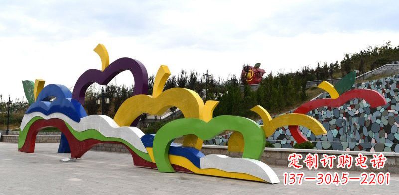 泰州不锈钢彩色苹果雕塑