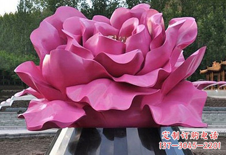 泰州不锈钢彩色牡丹花雕塑美丽的艺术品
