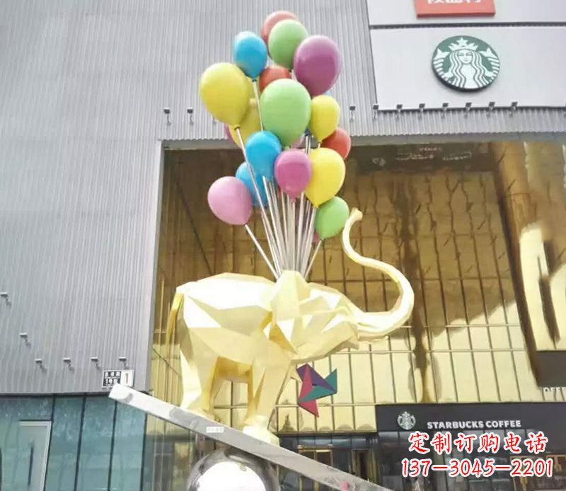 泰州不锈钢踩球的小象雕塑